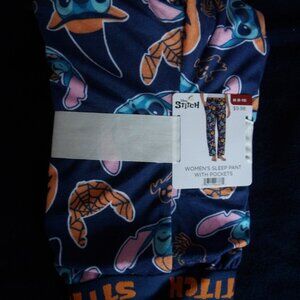 Disney Women's Stitch Velour Blue Halloween Sleep Pants M (8-10) NWT